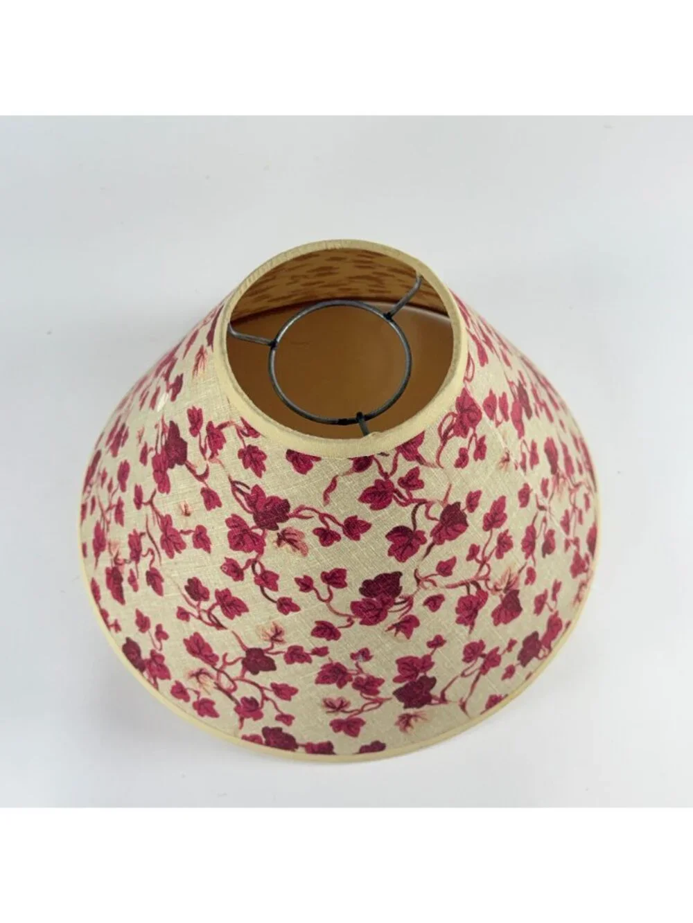 Vintage Floral Lamp Shade Beige & Red Fabric Bell Shape Stylish